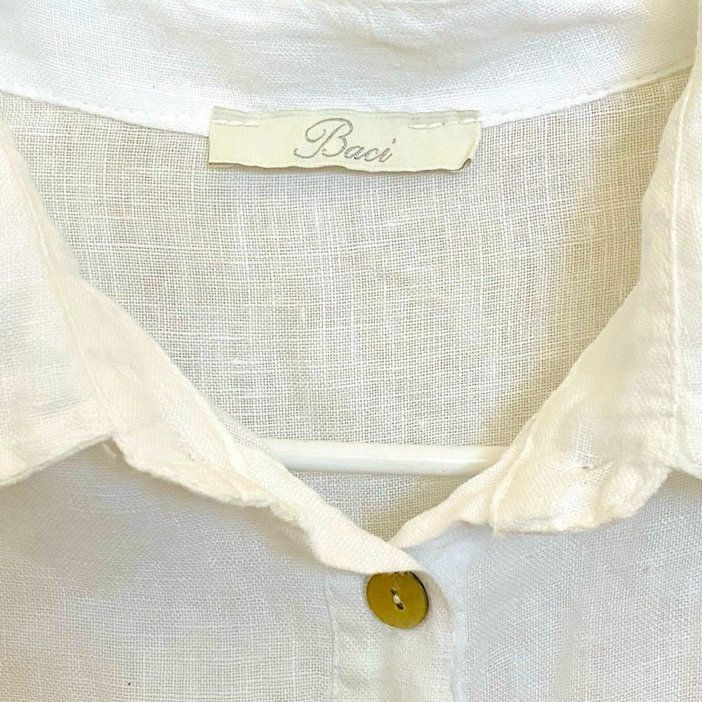 Baci, 100% Linen, Oversized Top, Large, White, Use.